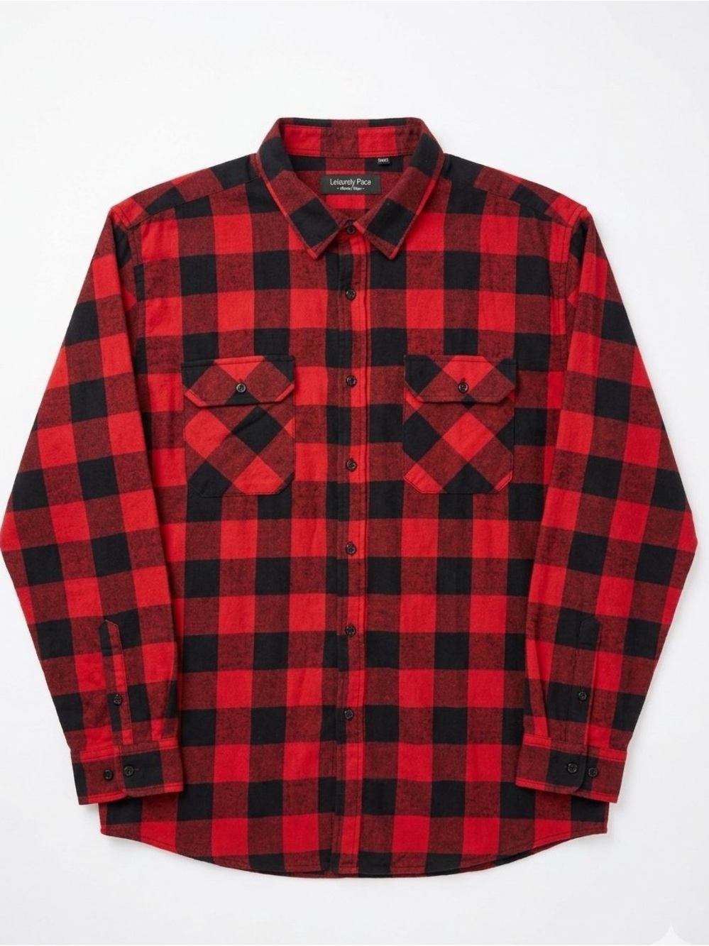 Leisurely Pace Men’s Buffalo Plaid Flannel Shirt XXXL - Red & Black Long Sleeve